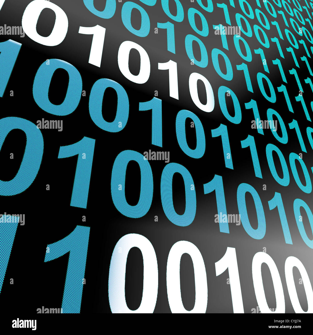 Binary Code On Computer Screen Shows Technology And Computing Stock Photo