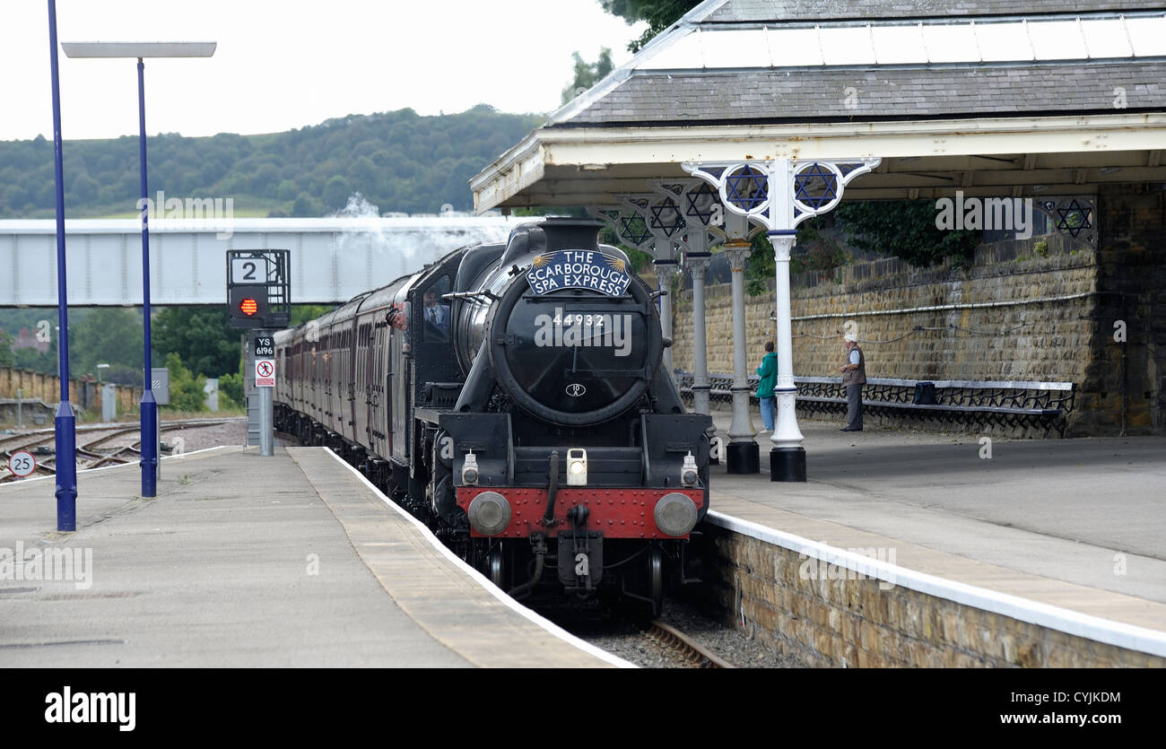 The scarborough spa express in scarborough railway station north yorkshire england uk Stock