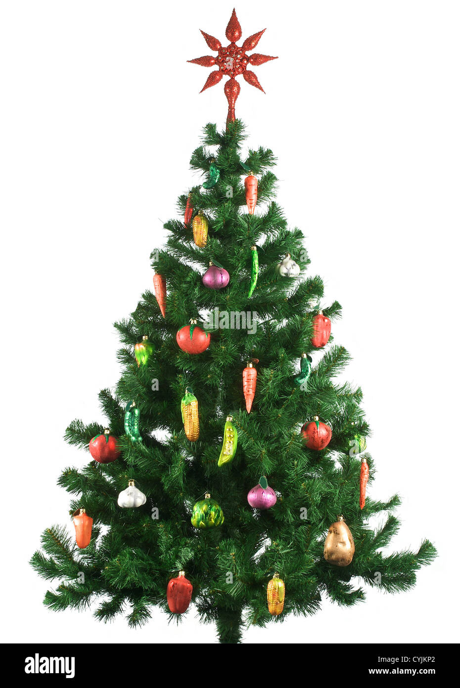 Decorated christmas tree isolated on white background Stock Photo - Alamy