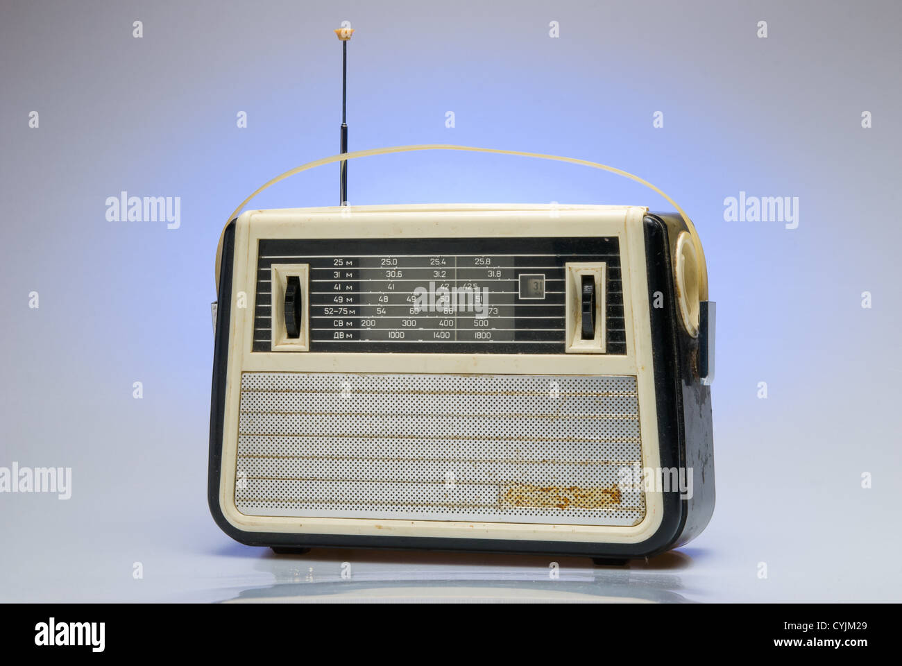 Old-fashioned soviet personal radio receiver. Stock Photo