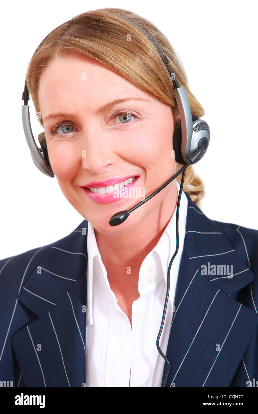 businesswoman with microphone Stock Photo