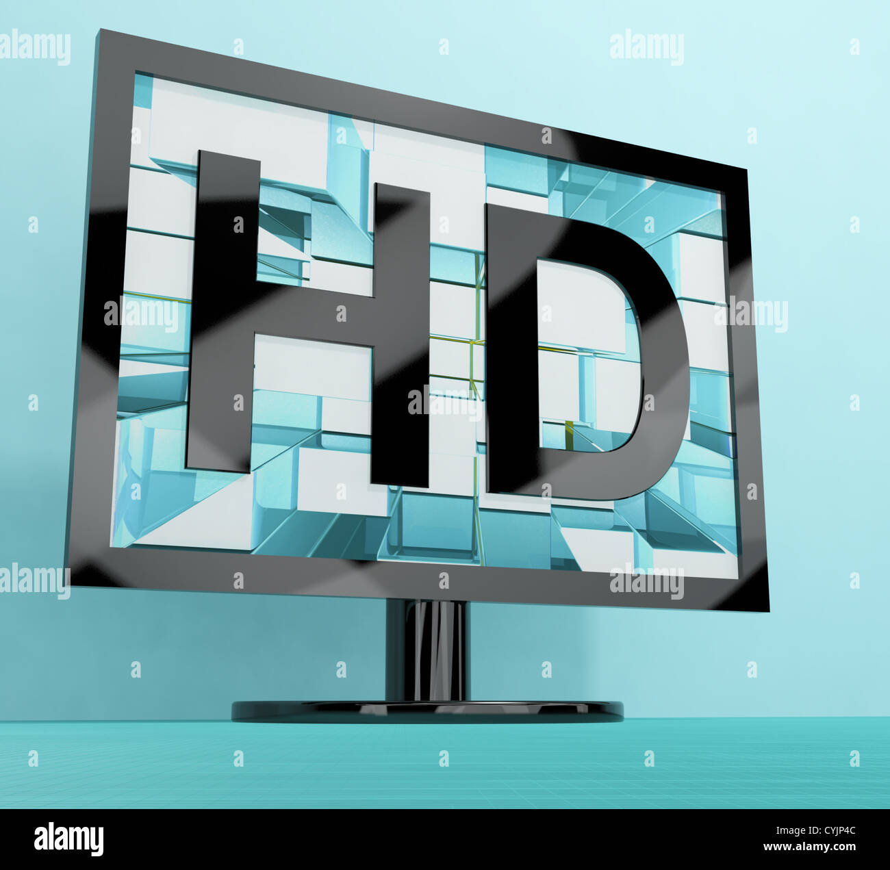 HD Monitor Represents High Definition Television Or TV Stock Photo
