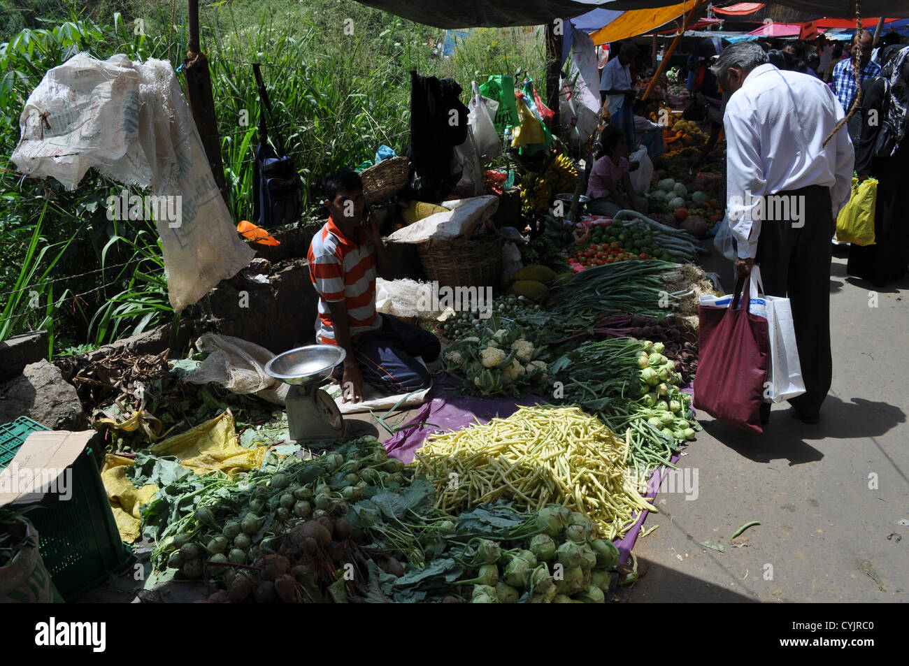 Fresh exotic vegetables at a fruit and vegetable market in Bandarawela