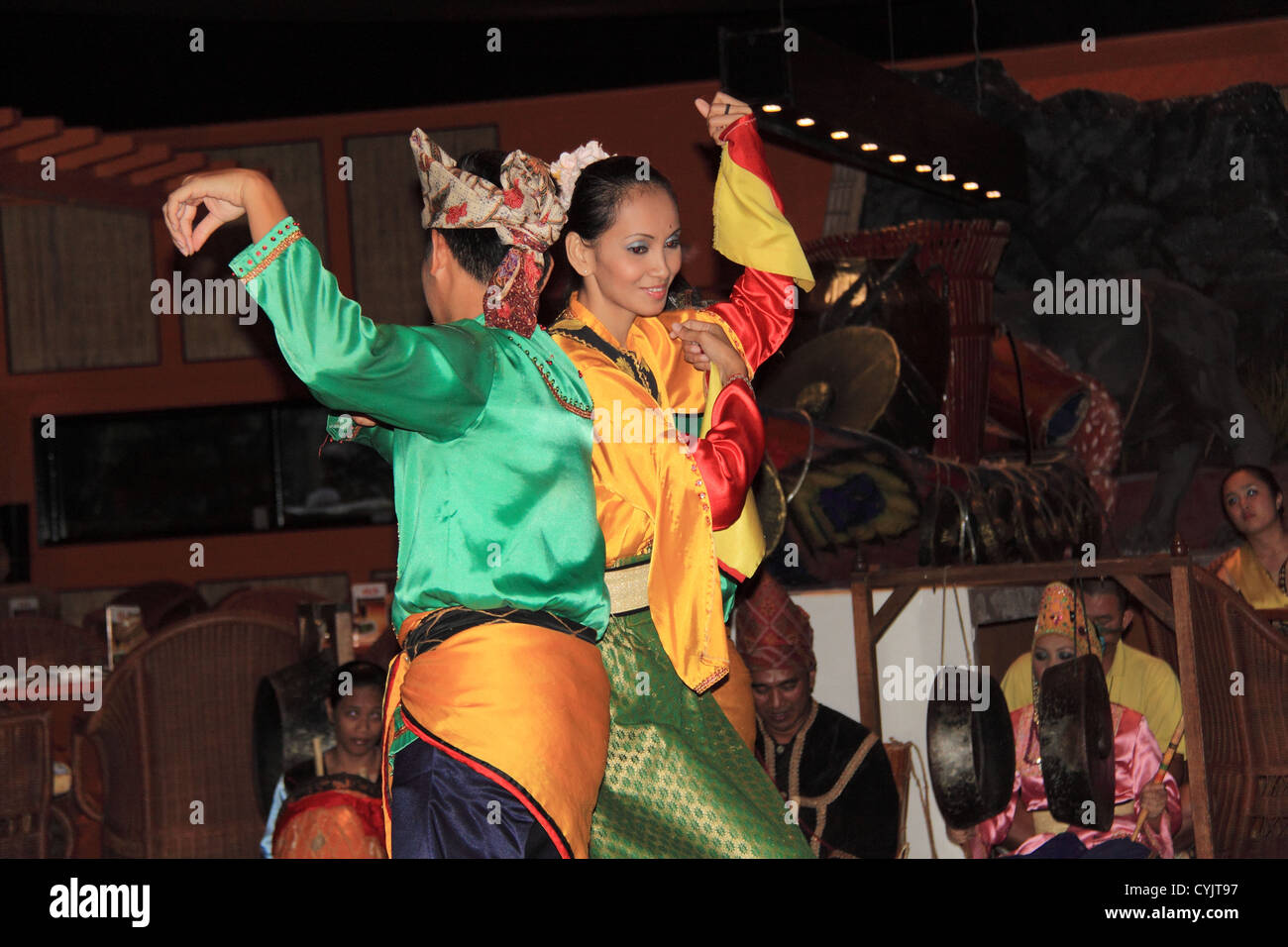 Traditional dances, Kingfisher restaurant, Nexus Resort & Spa Karambunai, Kota Kinabalu, Sabah, Borneo, Malaysia, Southeast Asia Stock Photo