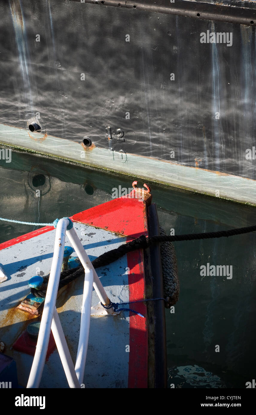 Bow and stern of boats in Paignton Harbour, blue, boat, bold, bow