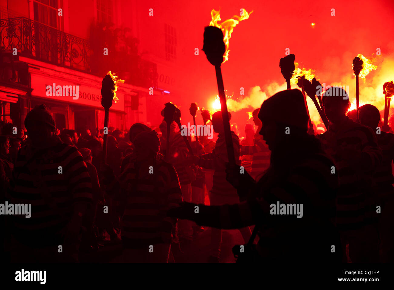 Cliffe bonfire society members. Guy Fawkes Night celebration in Lewes ...