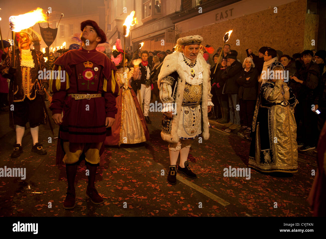 Cliffe bonfire society members. Guy Fawkes Night celebration in Lewes ...