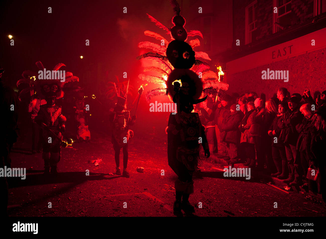 Cliffe bonfire society members. Guy Fawkes Night celebration in Lewes ...
