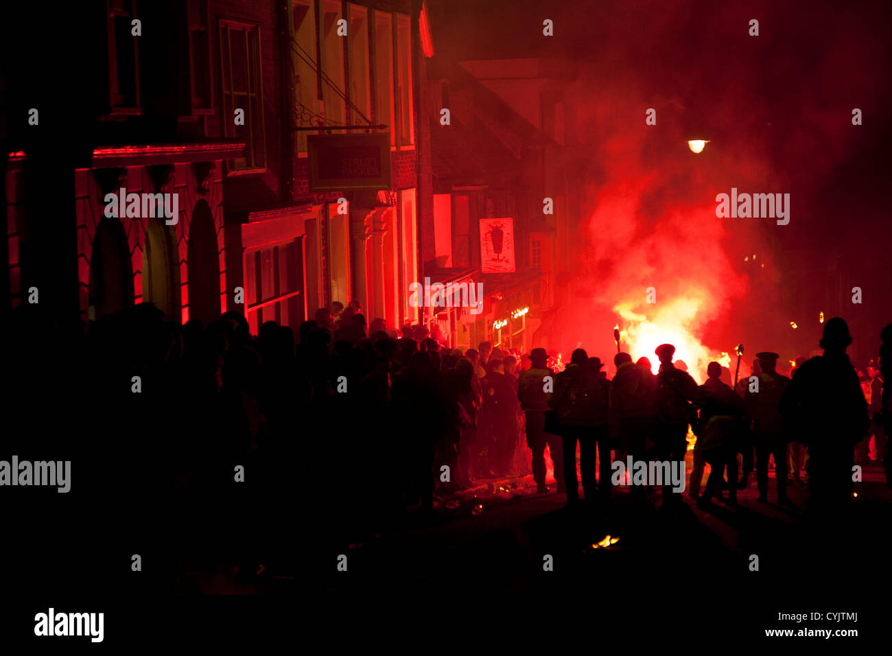 Cliffe bonfire society members. Guy Fawkes Night celebration in Lewes ...