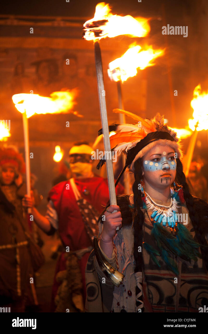 Cliffe bonfire society members. Guy Fawkes Night celebration in Lewes ...