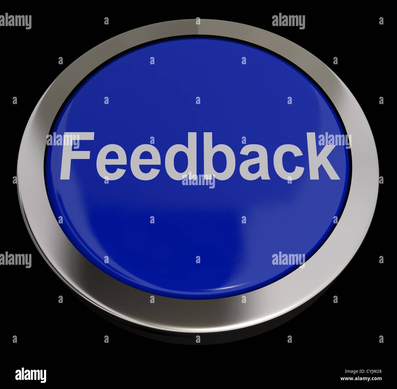 Feedback Button In Blue Showing Opinion And Surveys Stock Photo