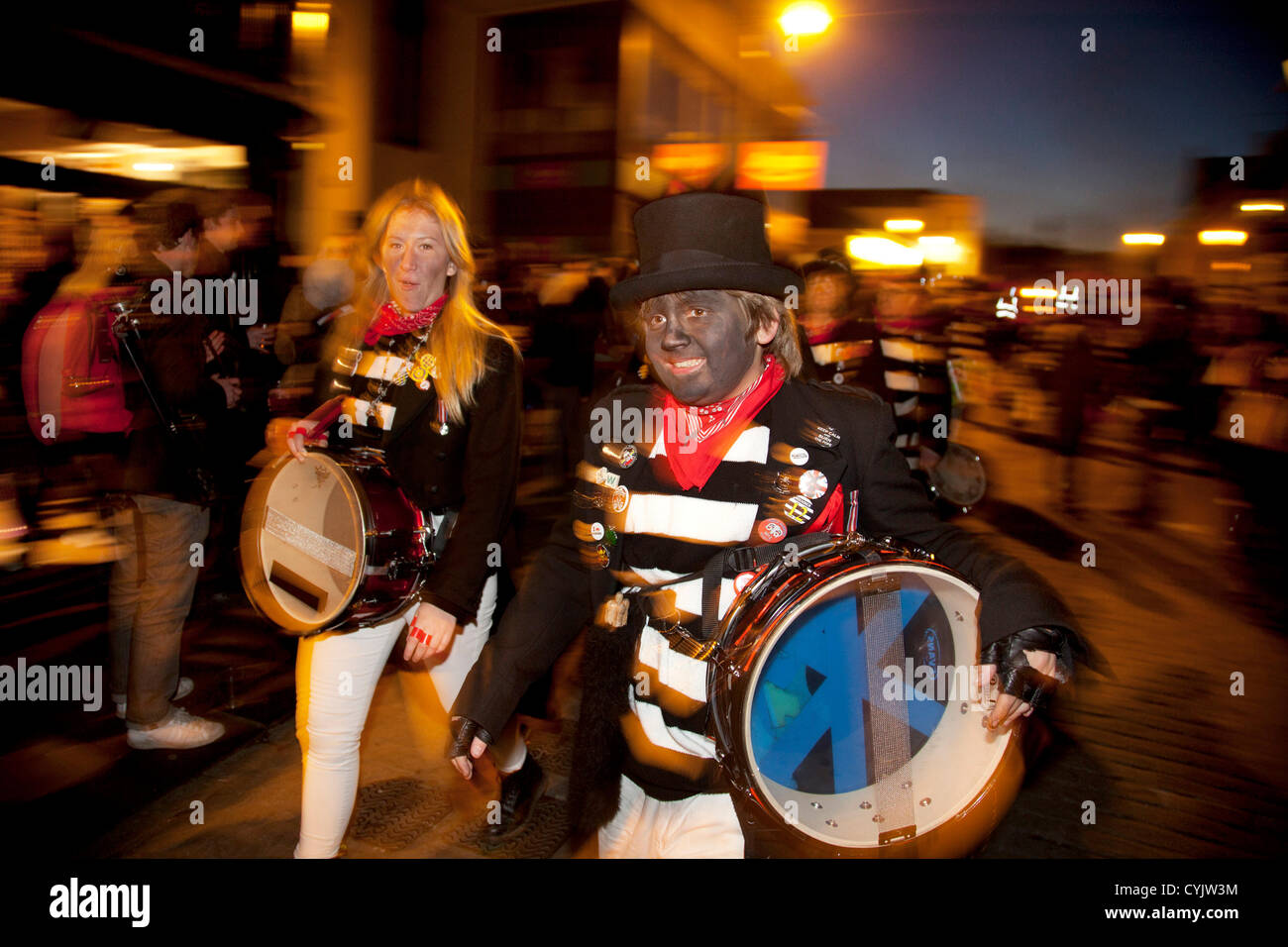 Cliffe bonfire society members. Guy Fawkes Night celebration in Lewes ...