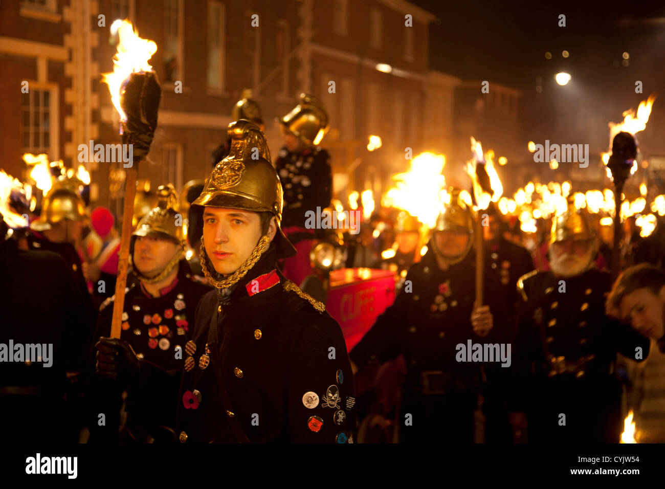 Cliffe bonfire society members. Guy Fawkes Night celebration in Lewes ...