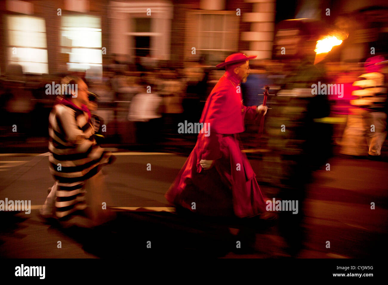 Cliffe bonfire society members. Guy Fawkes Night celebration in Lewes ...
