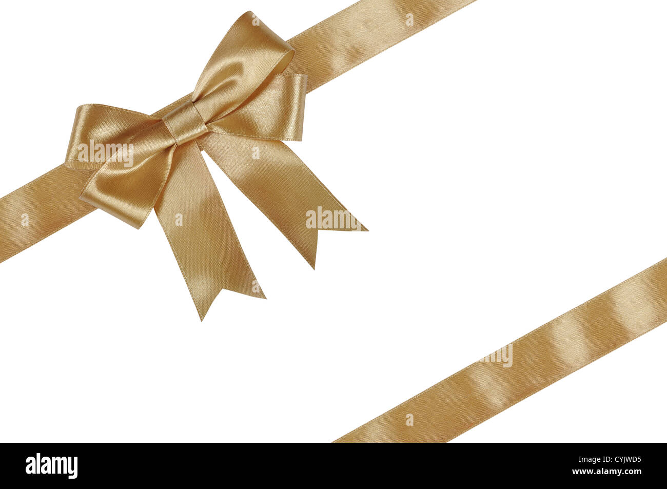 Gold ribbon with bow isolated on white background Stock Photo - Alamy