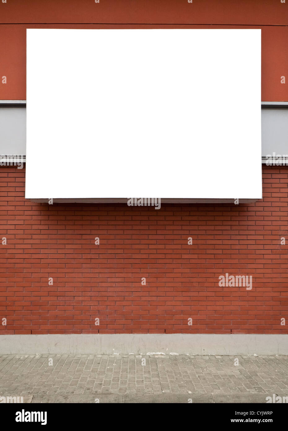 Blank advertising billboard on brick wall. Stock Photo