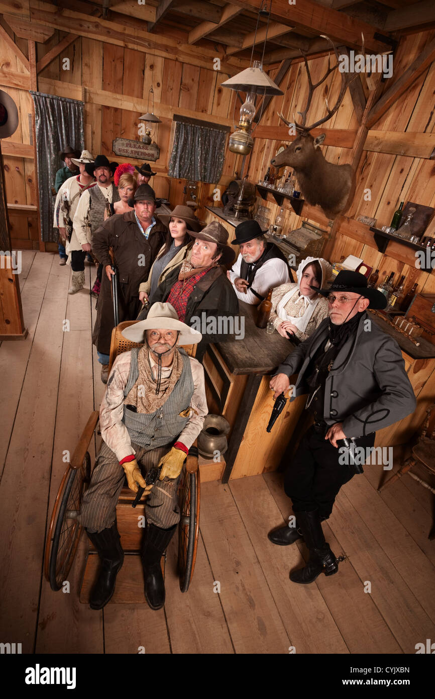 Relaxed Customers In Old West Tavern With Weapons At Their Sides Stock relaxed-customers-in-old-west-tavern-with-weapons-at-their-sides-stock