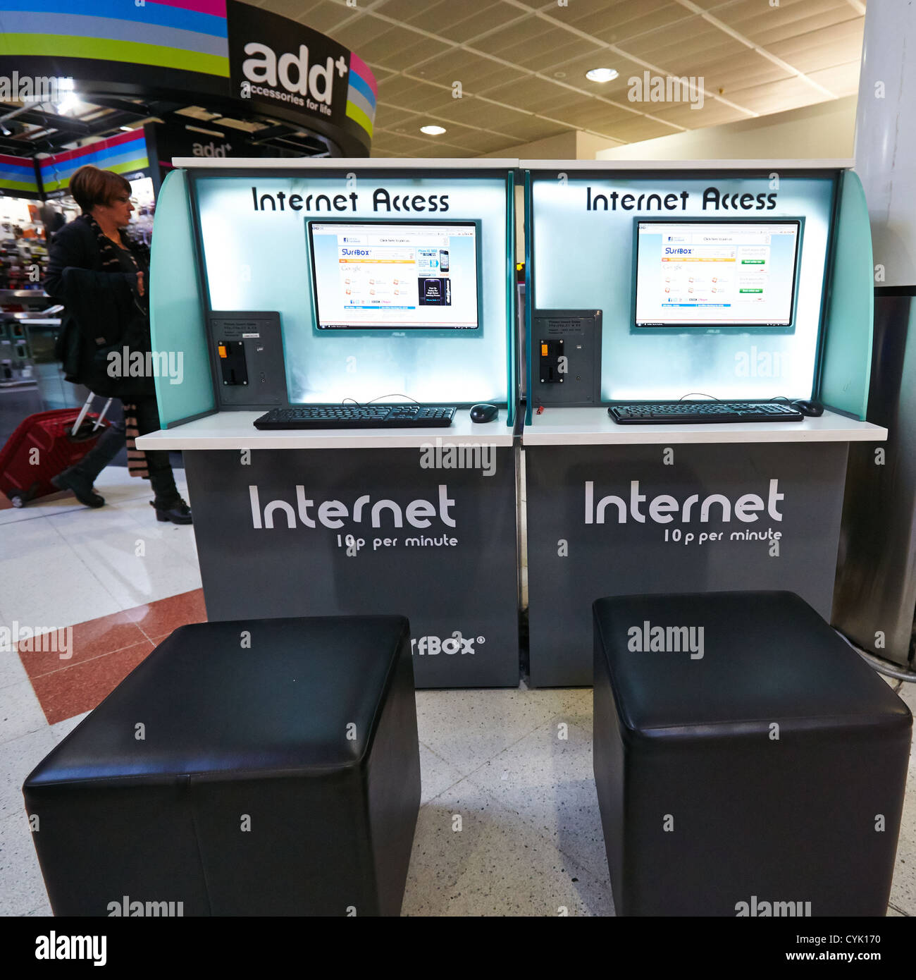 Public internet access kiosks at Gatwick Airport, London Stock Photo