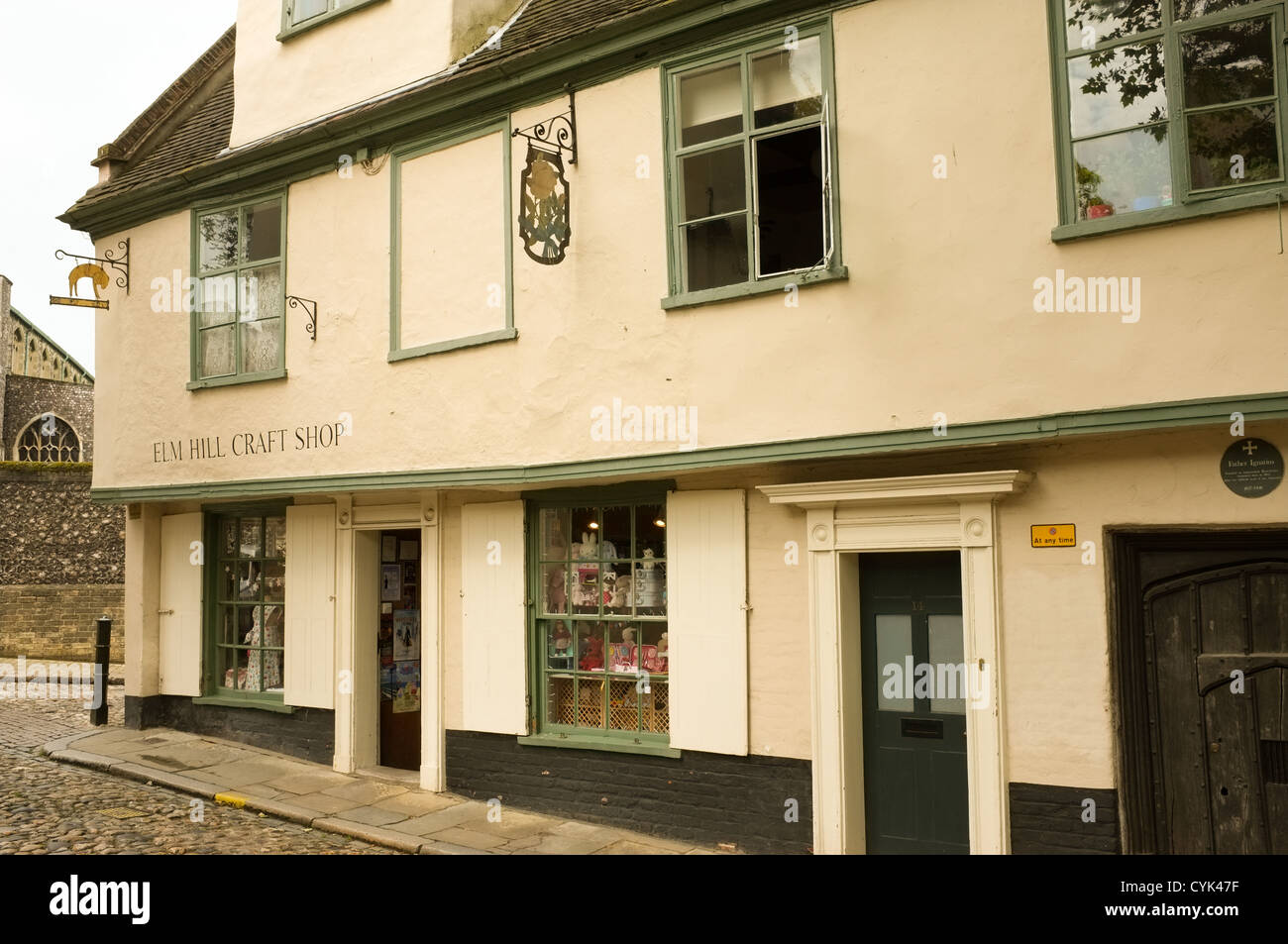 Looking down the cobbled streets of Elm Hill in Norwich Elm Hill
