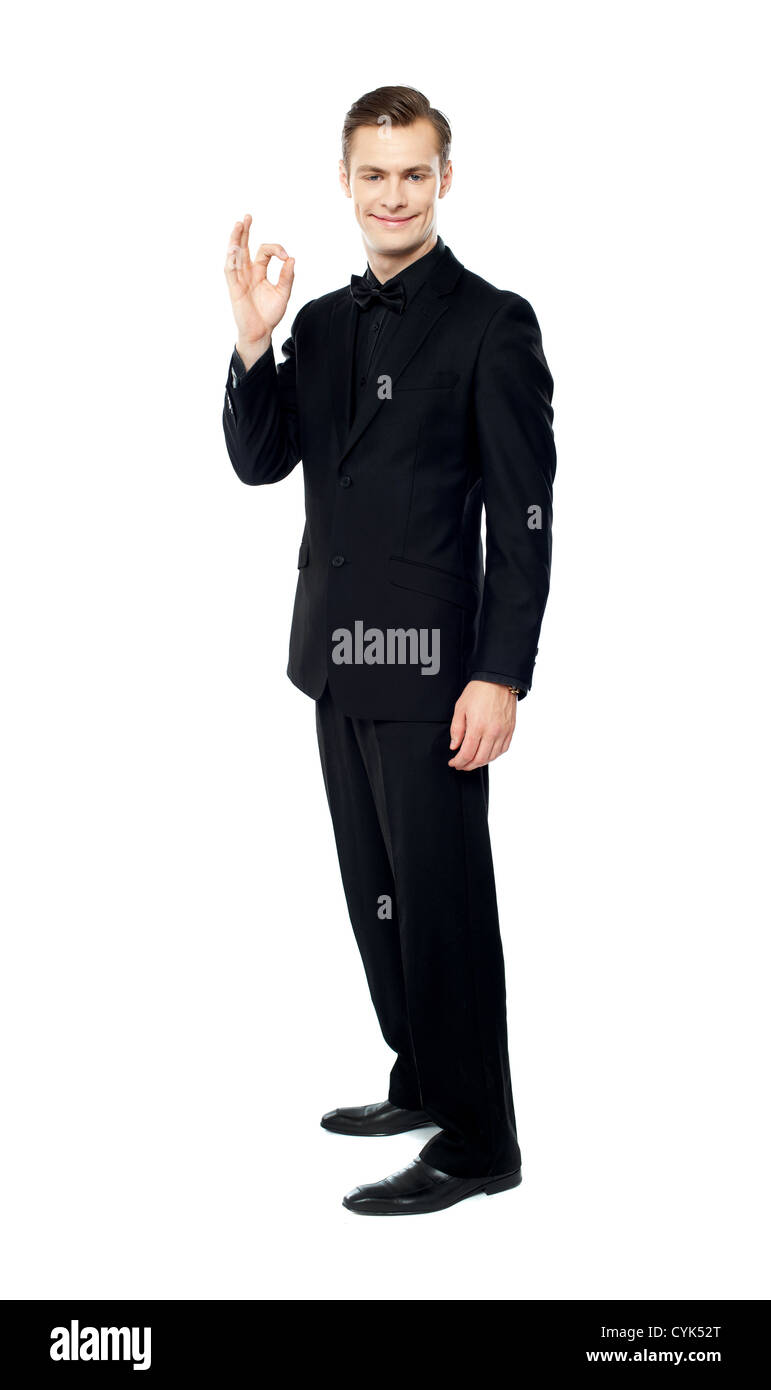 Handsome man showing excellent gesture, full length portrait Stock ...