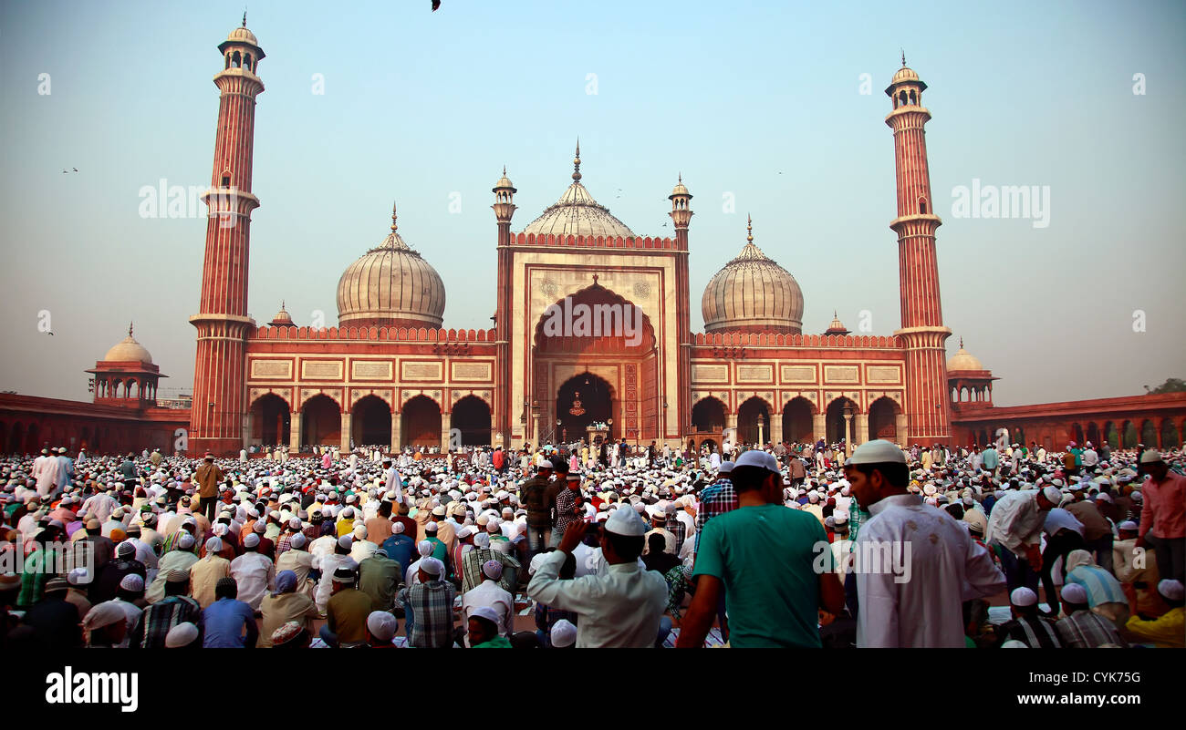 People praying in Jama Masjid Stock Photo