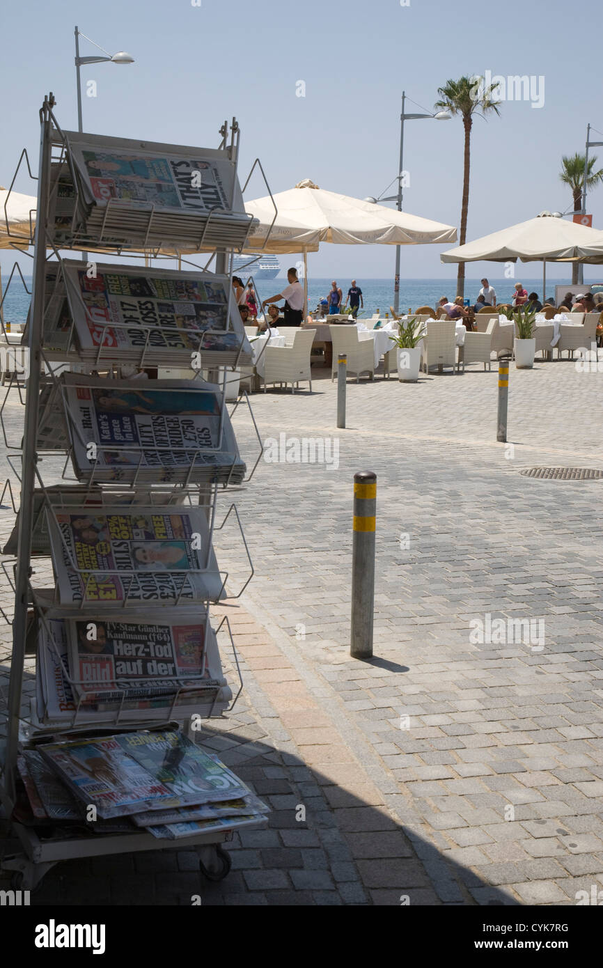 A newspaper stand in Paphos, Cyprus Stock Photo