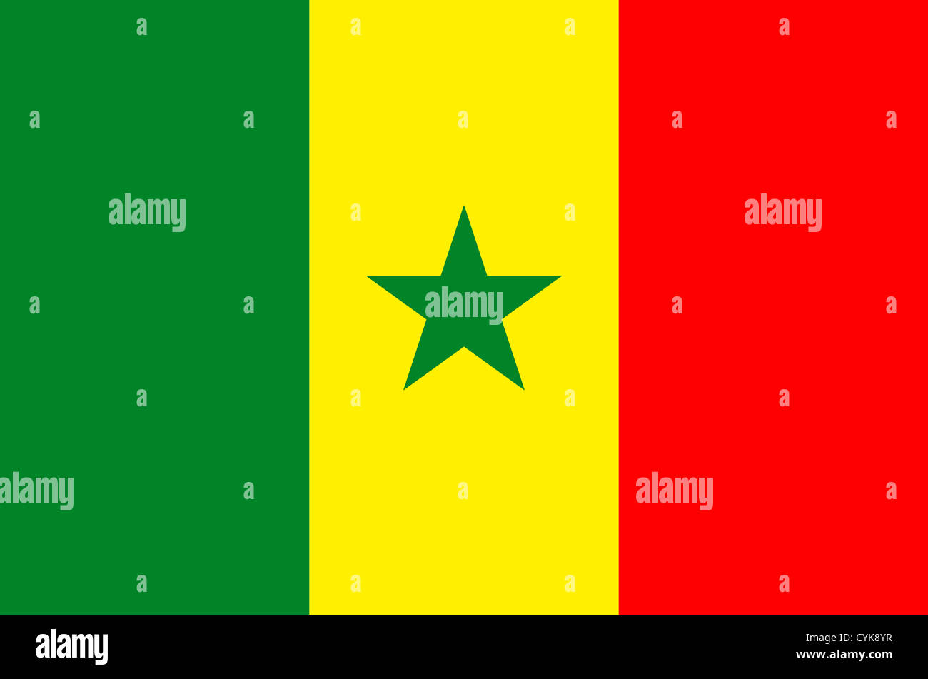 National flag of the Republic of Senegal. Stock Photo