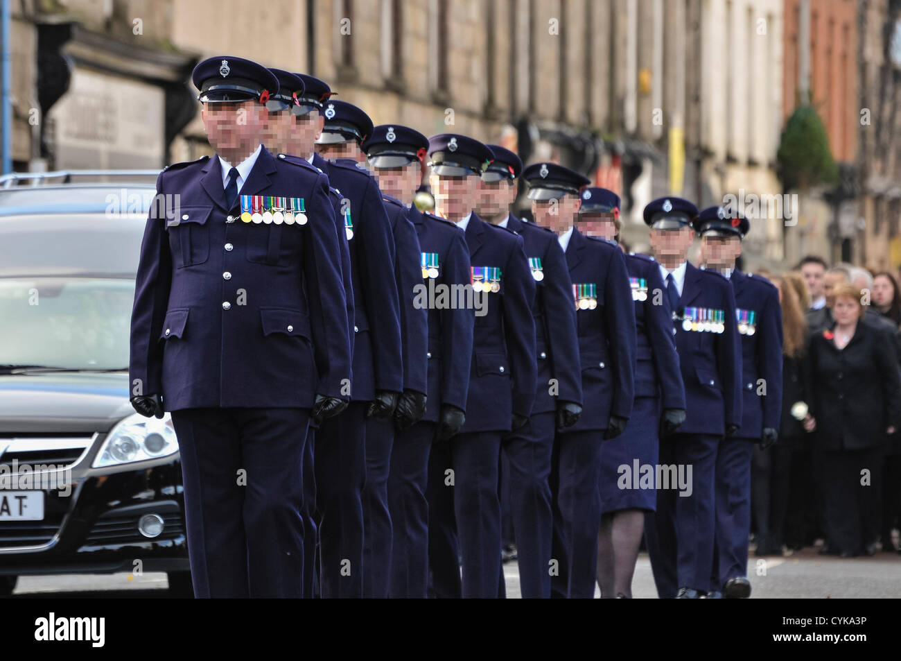 6th November 2012, Cookstown, Northern Ireland.  The funeral of Prison Officer David Black, who was murdered while driving to work last Thursday morning. (faces of prison officers have been obscured to protect their identity) Stock Photo