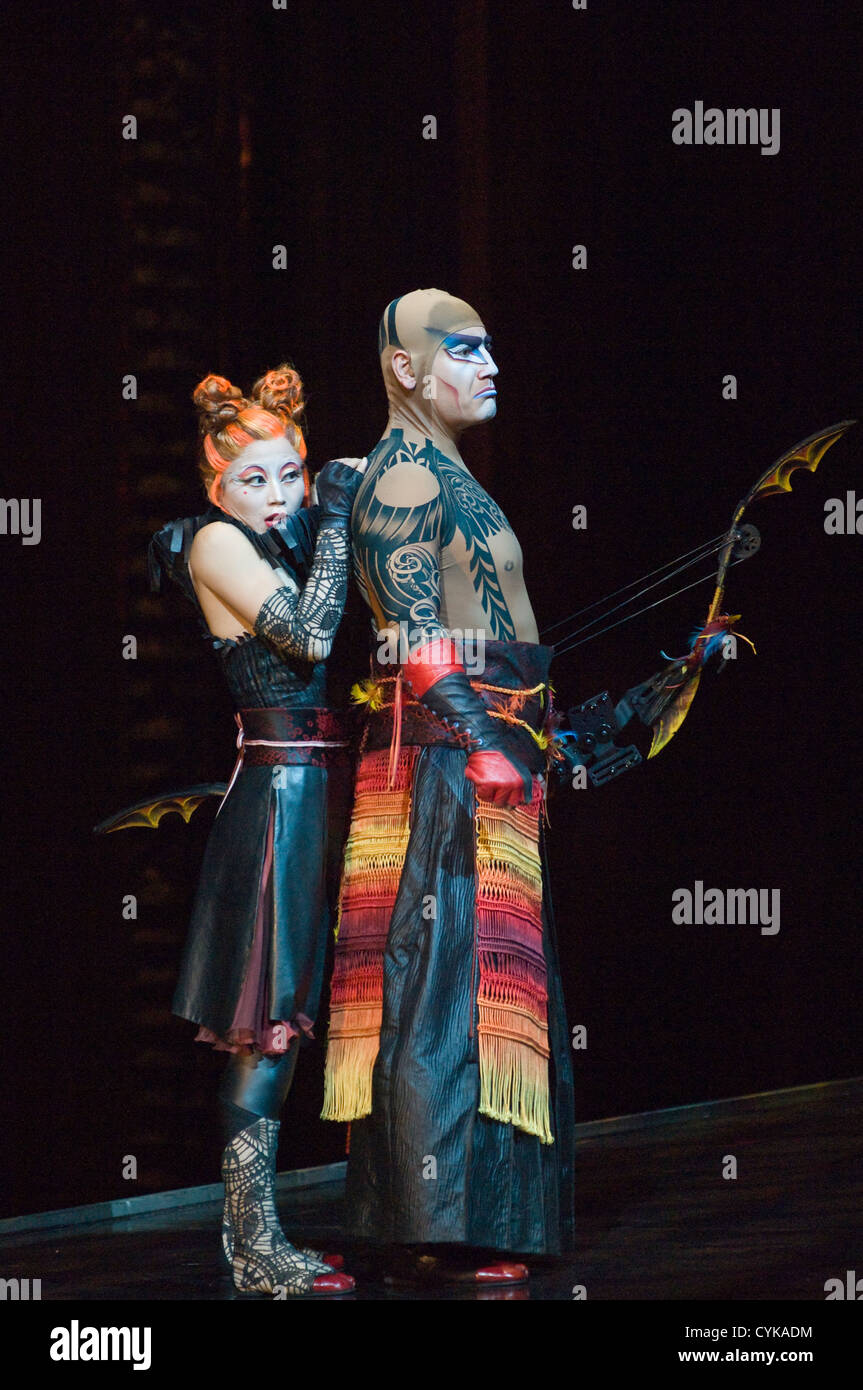 Cirque du Soleil actors performing KA in Las Vegas, Nevada. Stock Photo