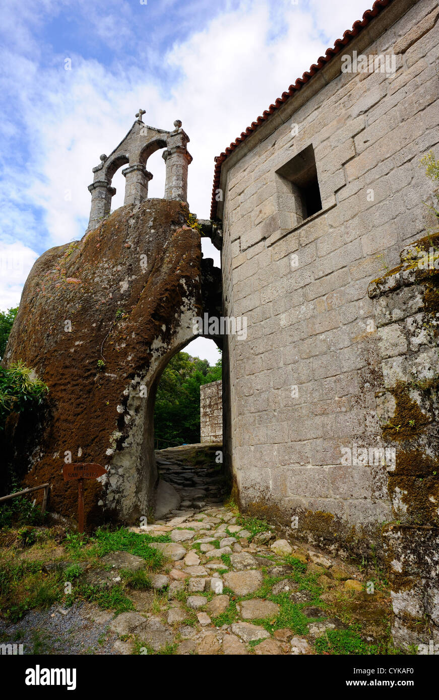 Monasterio San Pedro de Rochas.  Esgos,  Galicia, Spain Stock Photo
