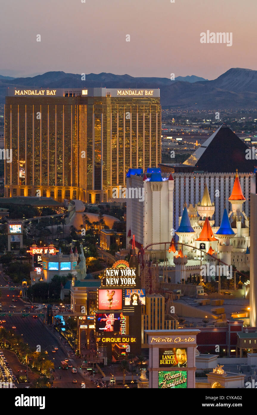 Aerial view of Las Vegas strip skyline at night, Nevada Stock Photo - Alamy