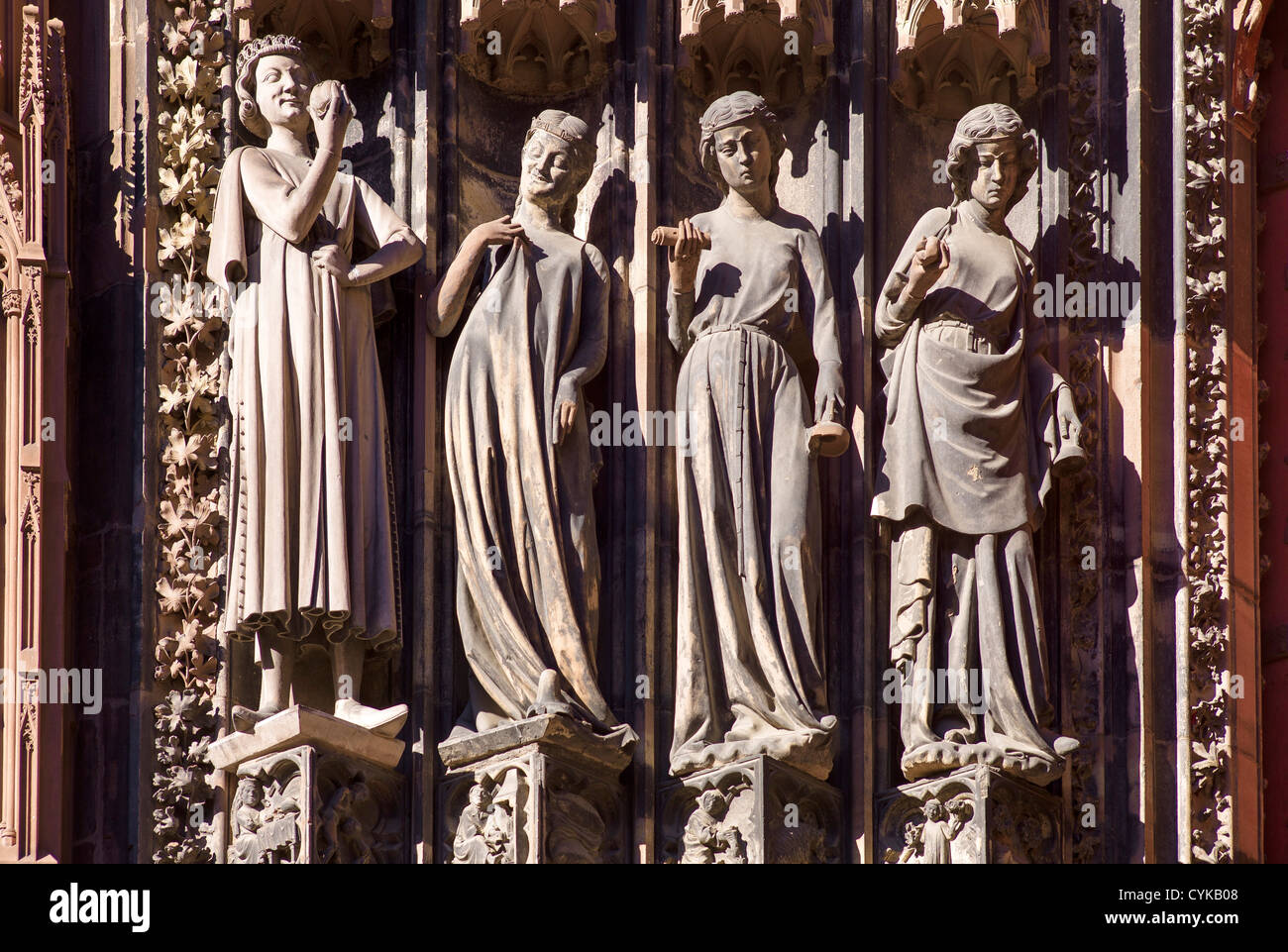 Tempter and foolish virgins jamb statues hires stock photography and