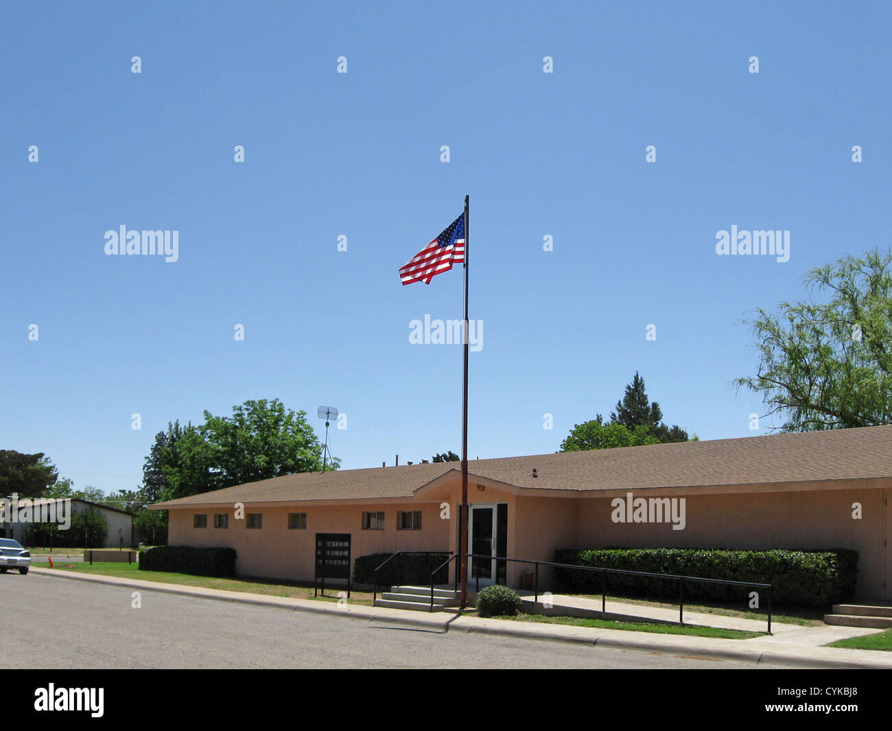 Located at the of 10th street avenue in eunice hires stock photography