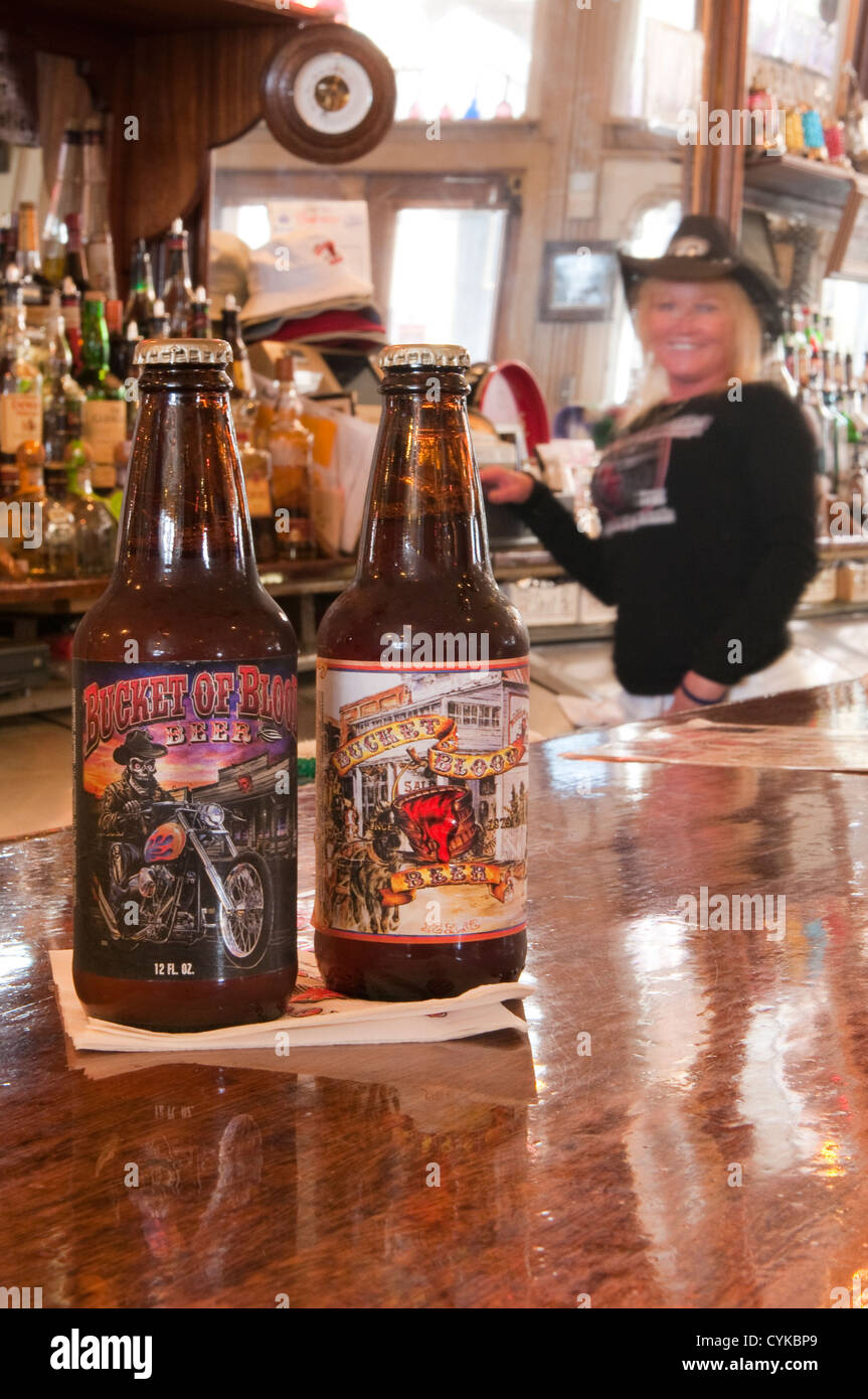 USA, Nevada. Local beer in the Bucket of Blood Saloon 1876 Virginia