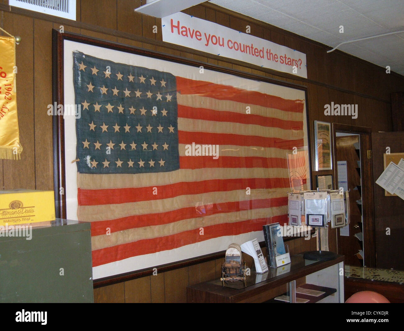 Forty-seven star US flag at the Alamogordo Museum of History, Alamogordo, New Mexico. New Mexico was the 47th state to enter the Stock Photo