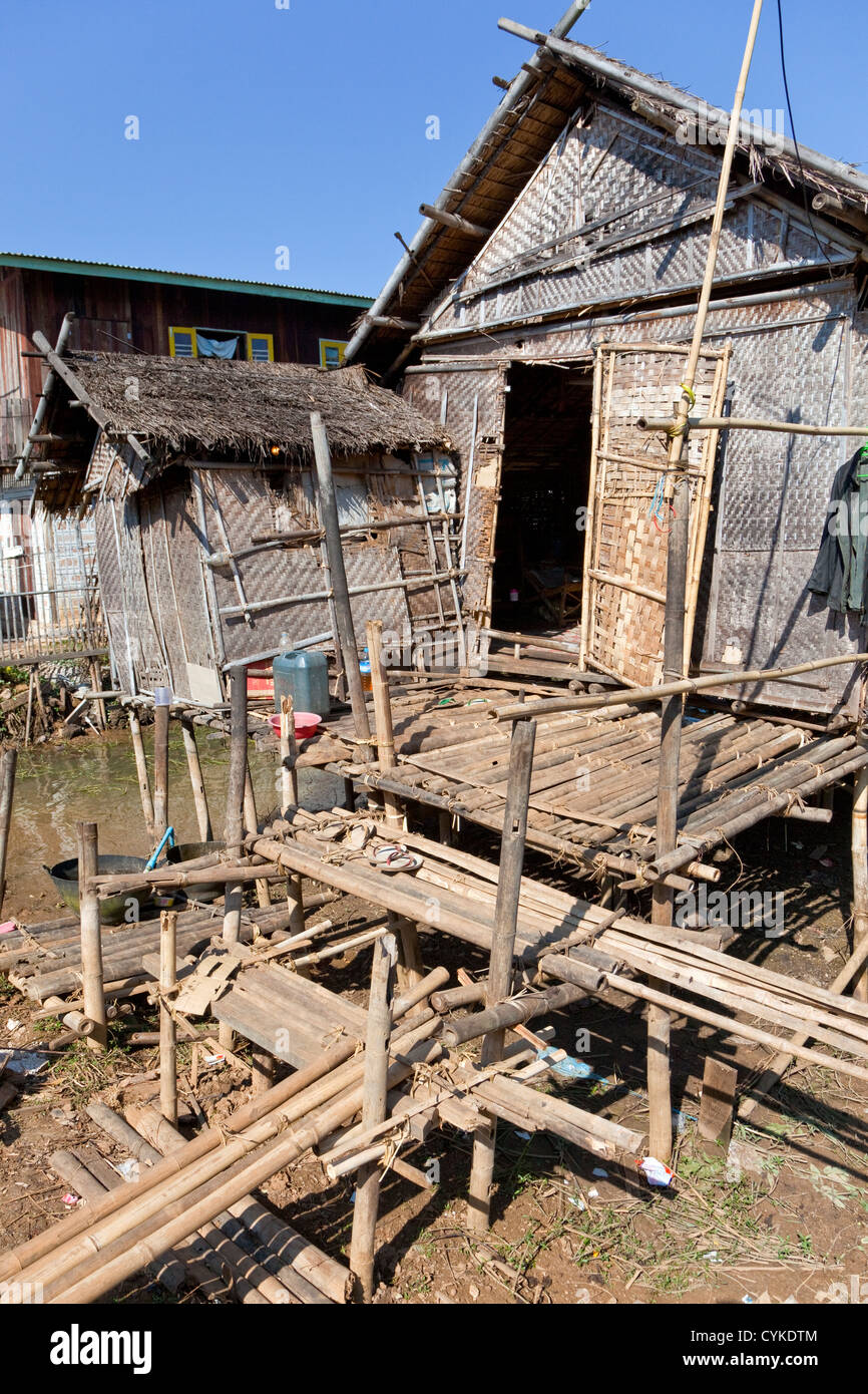 Myanmar, Burma. Village House, not handicapped-accessible, Inle Lake, Shan State. Stock Photo