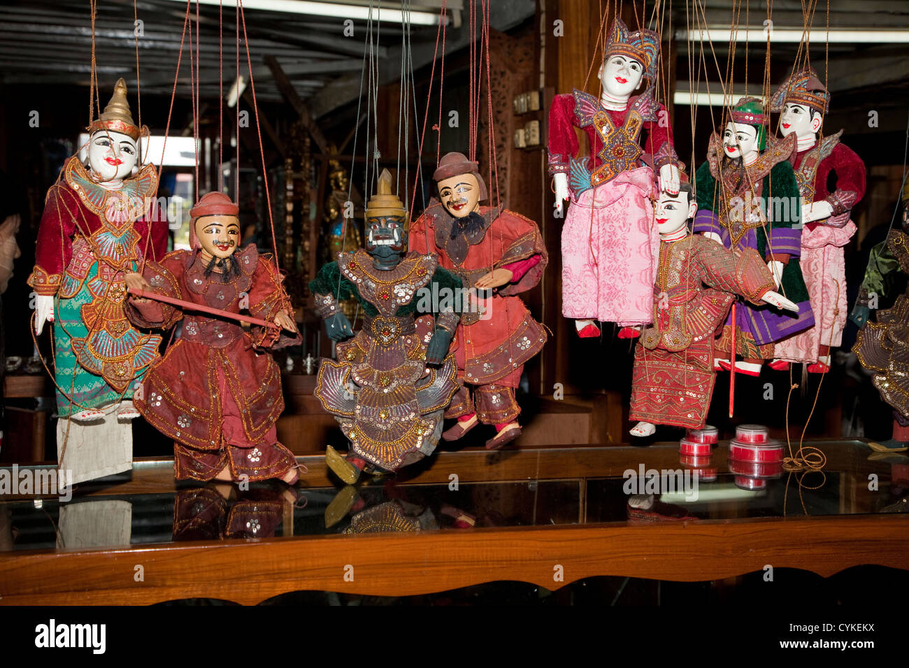 Myanmar, Burma. Burmese Marionettes, Inle Lake, Shan State. Stock Photo