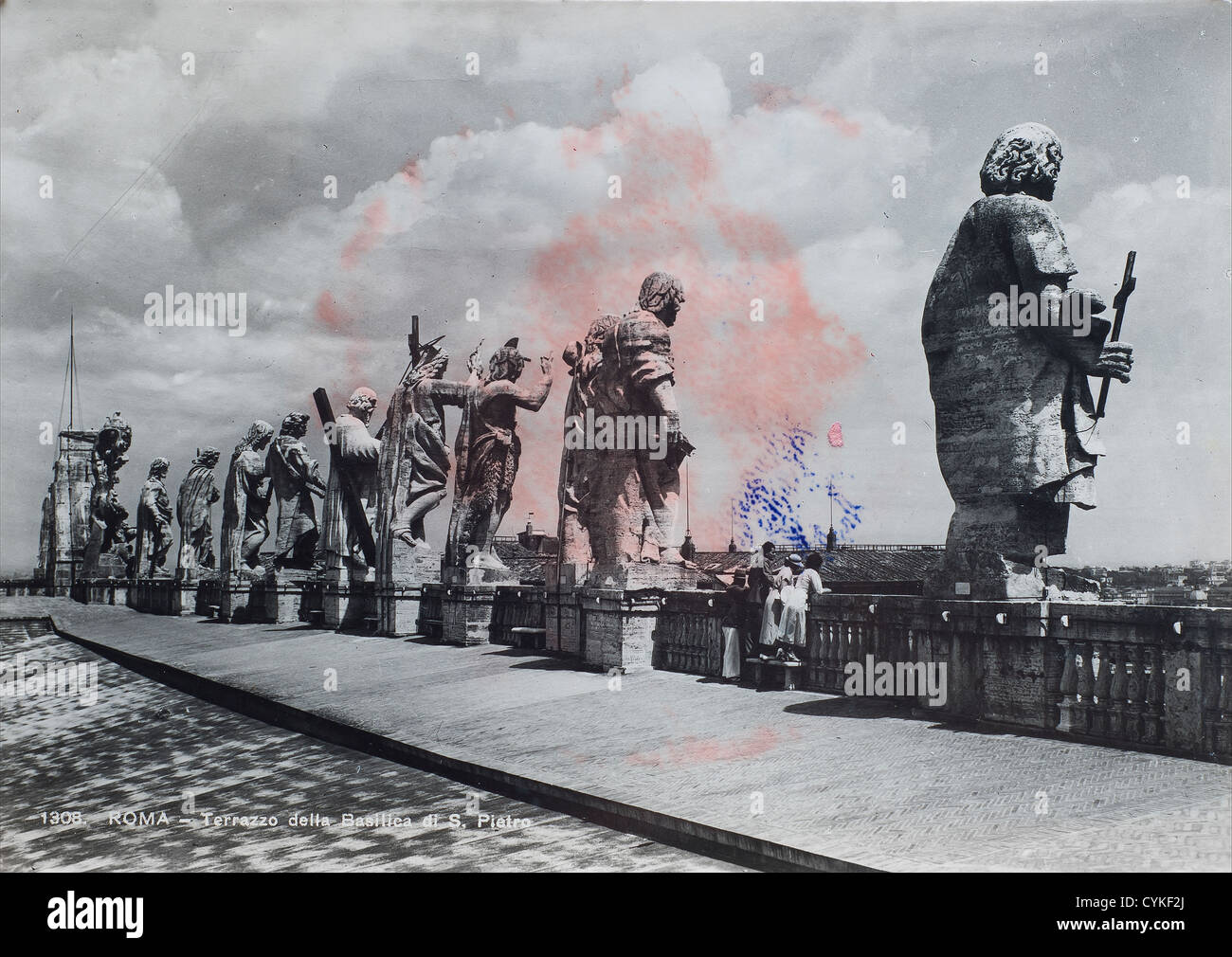 A view of Rome in an old postcard Stock Photo - Alamy