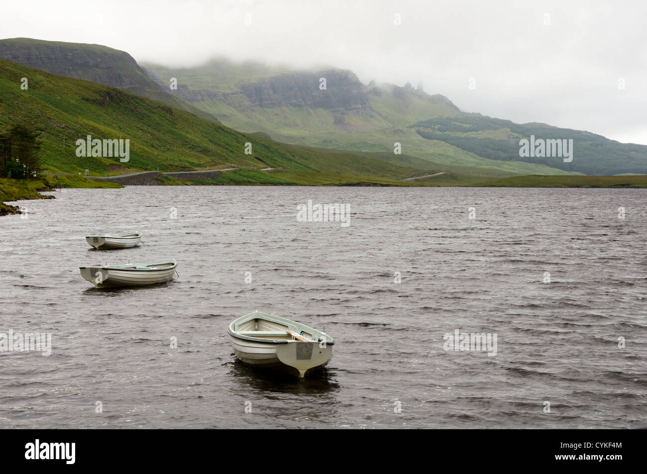 Boats on Loch Fada, Isle of Skye, Scotland Stock Photo