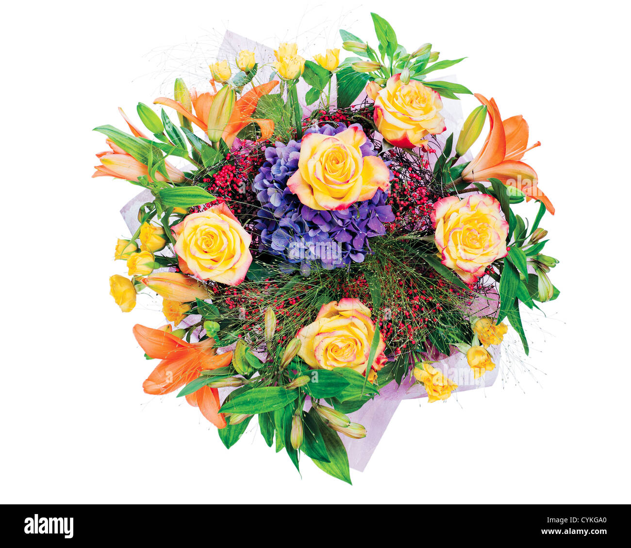 colorful flower bouquet isolated on white background Stock Photo - Alamy