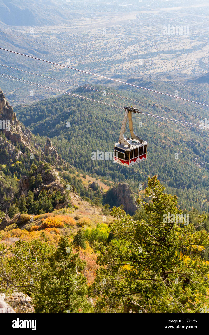 Sandia Peak Aerial Tramway at Sandia Peak in the Cibola National Forest at Albuquerque, New Mexico. Stock Photo