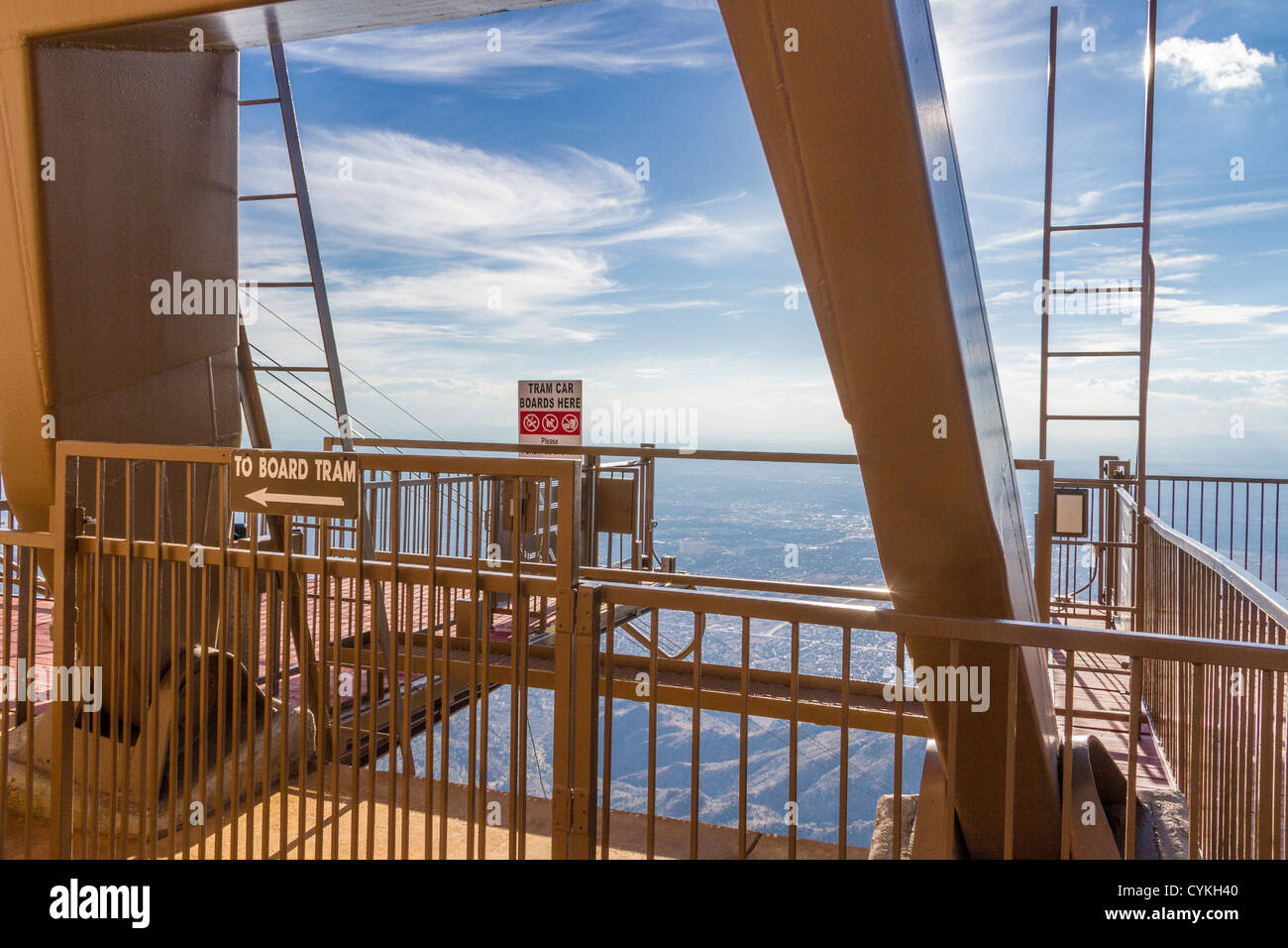 Sandia Peak Aerial Tramway at Sandia Peak in the Cibola National Forest at Albuquerque, New Mexico. Stock Photo