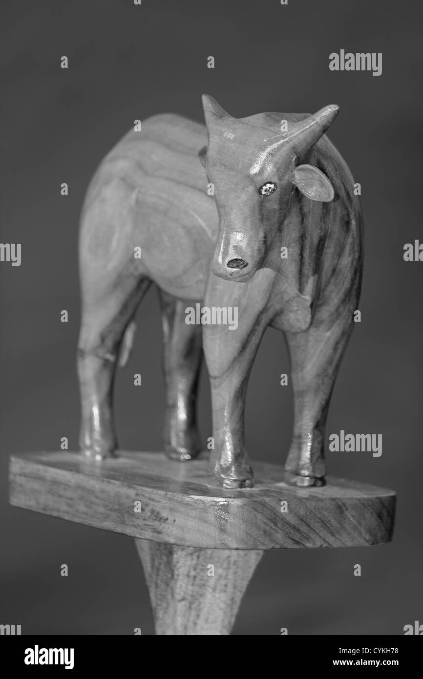 Wooden Model of Bos gaurus, Gaur Male displayed in a Museum, Miao, Arunachal Pradesh, India Stock Photo