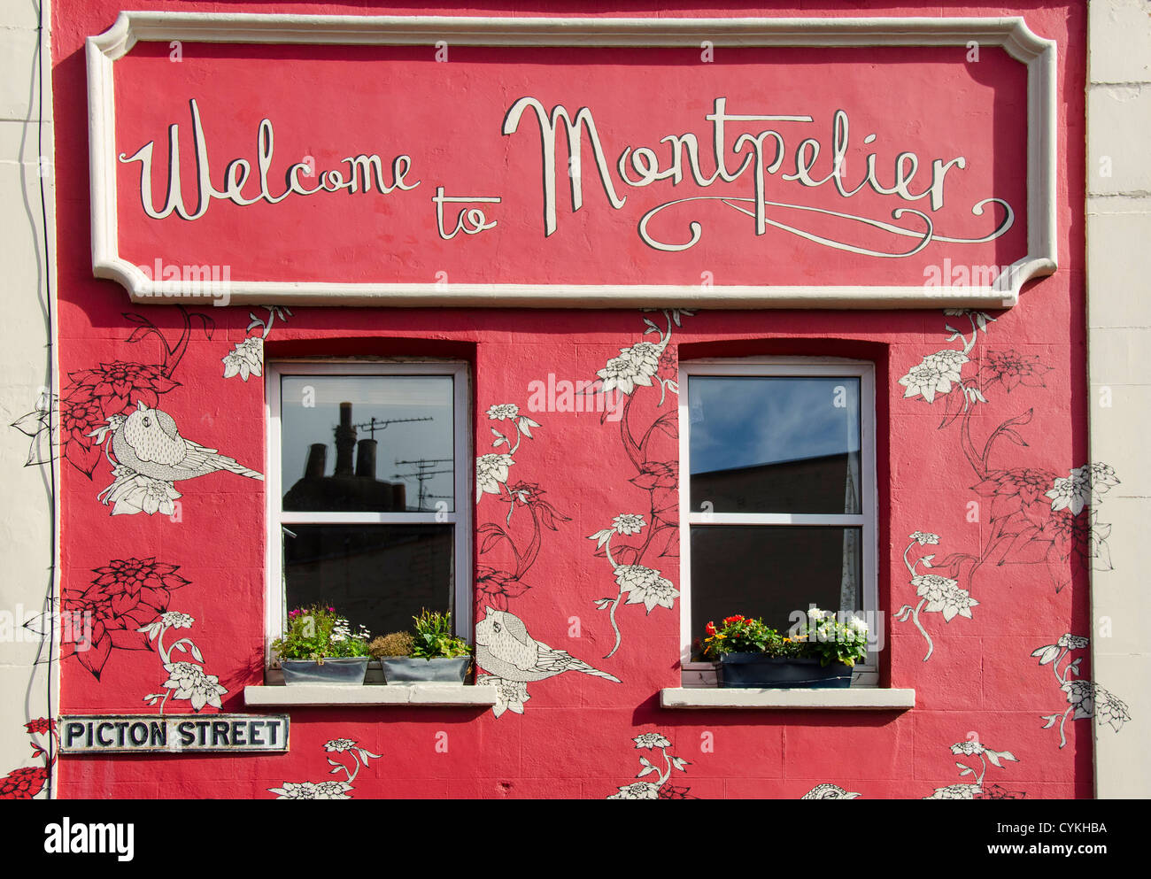 Painted house wall, to Montpelier writing, picton street
