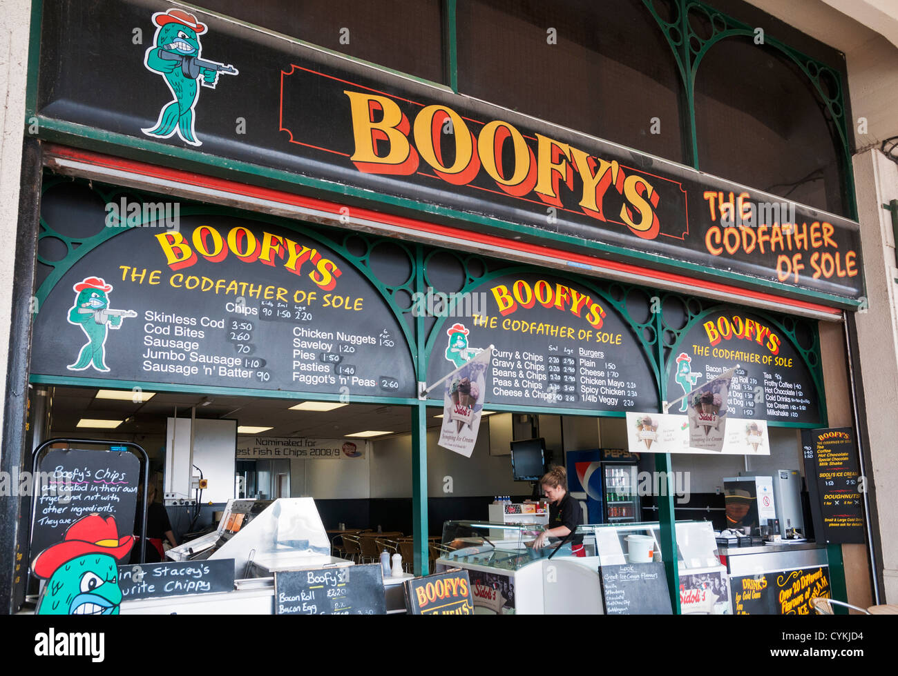 Wales, Barry Island, seaside resort, Boofy's fish & chip shop, cafe
