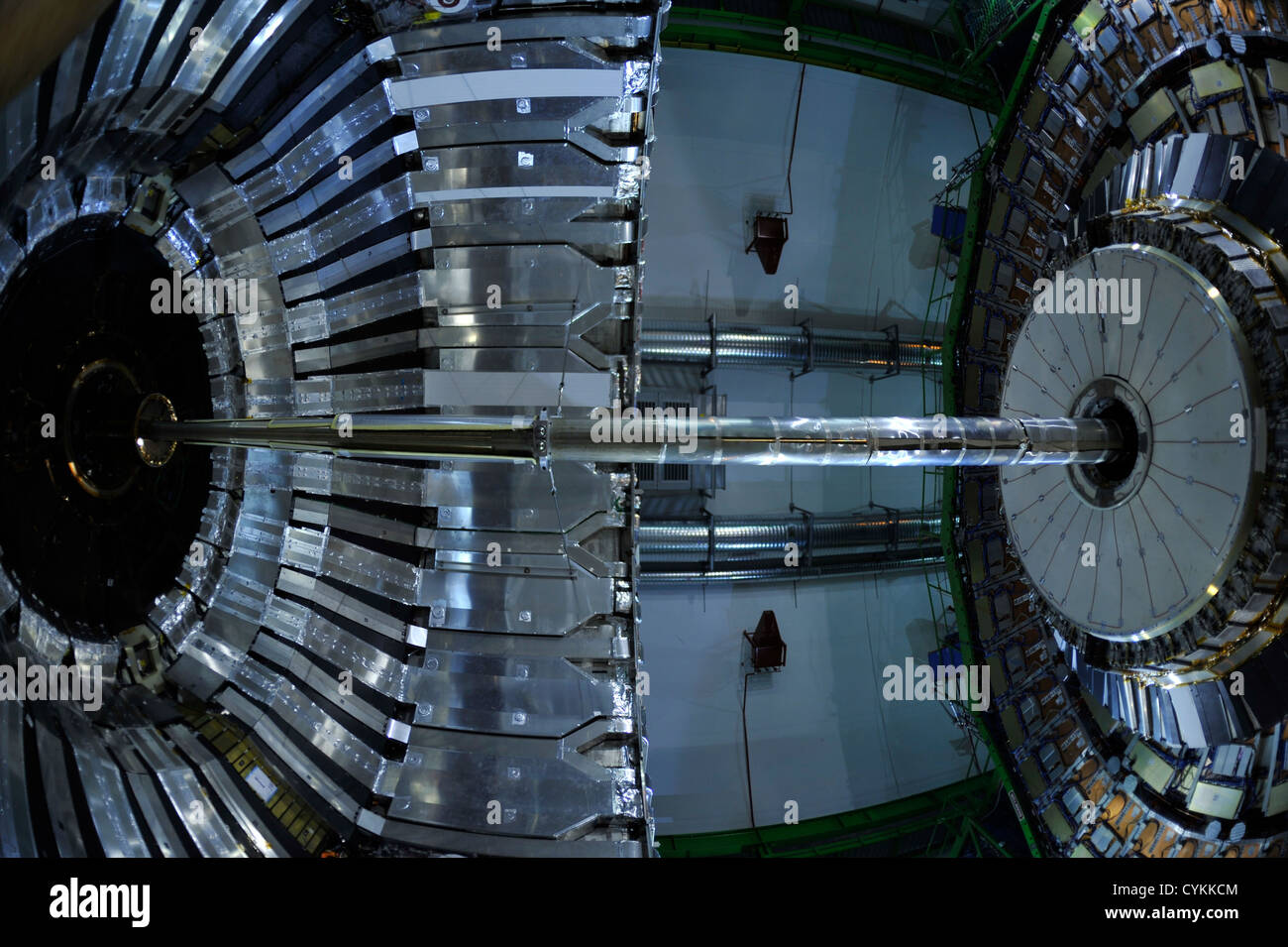The experiment at CERN Geneva Switzerland: Atlas, Alice, LHC Large Hadron Collider, Higgs boson, CMS Stock Photo
