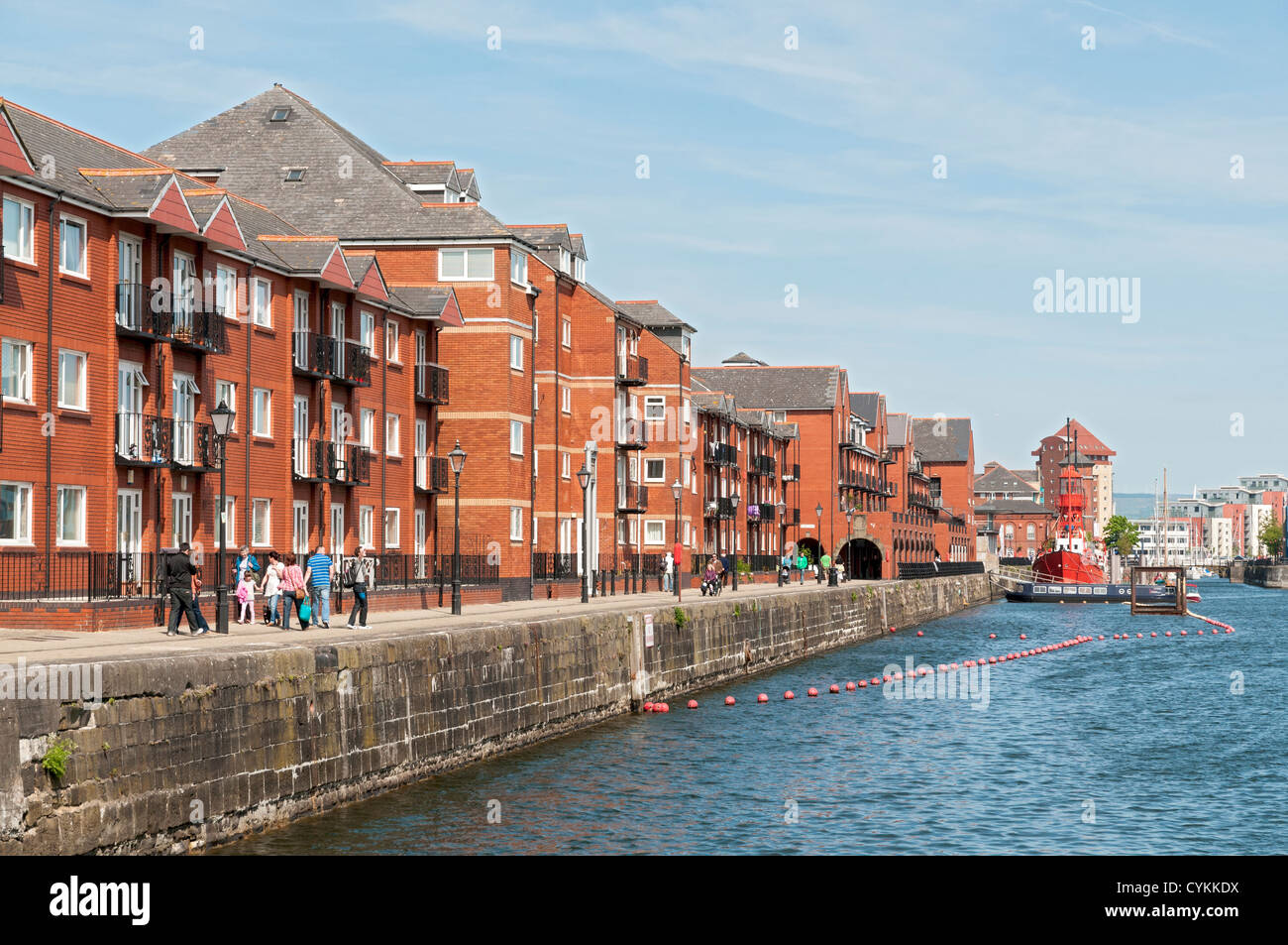 Wales, Swansea, Maritime Quarter, apartments overlook the marina Stock