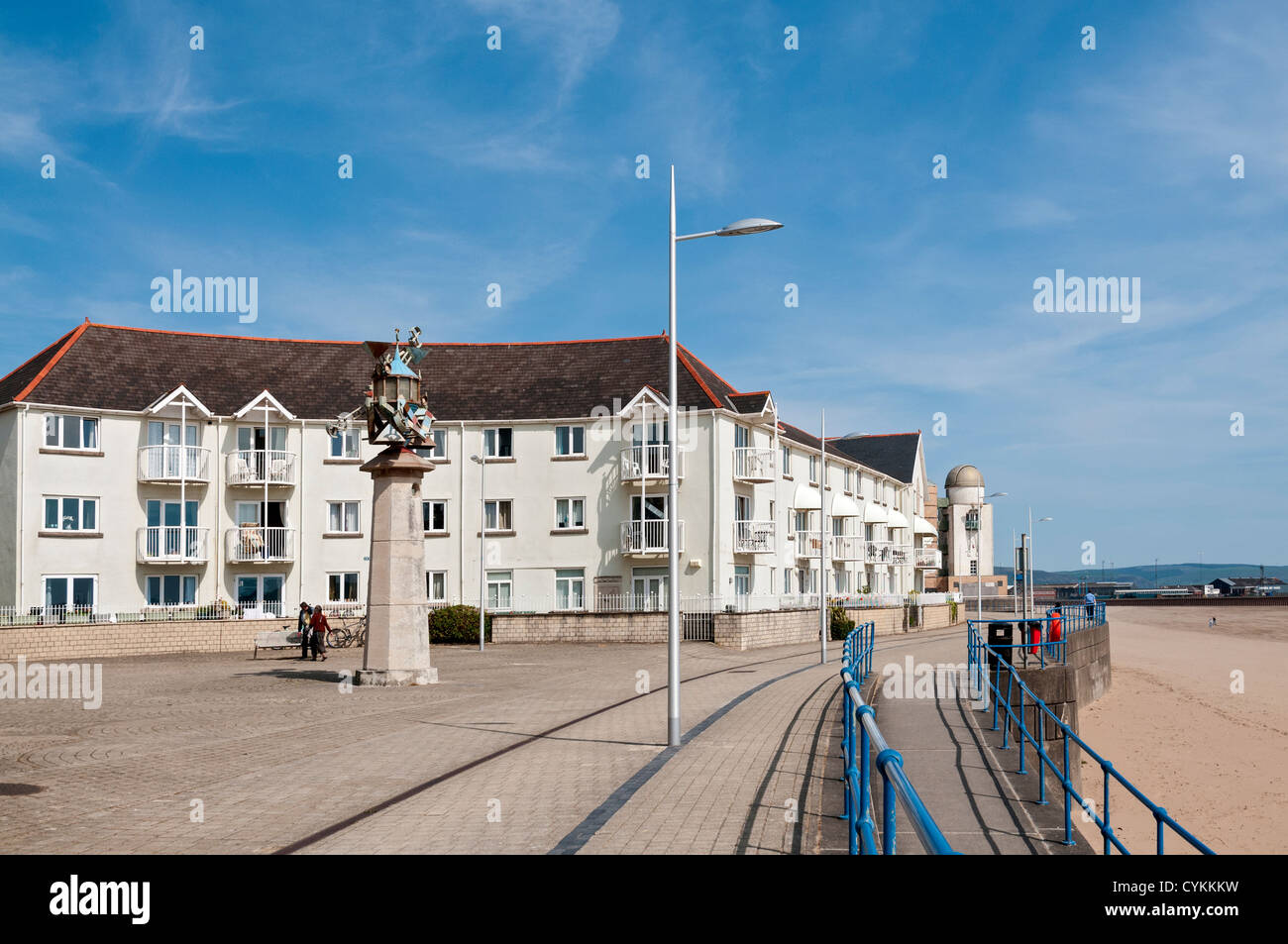 Wales, Swansea, Maritime Quarter, apartments overlook seaside promenade