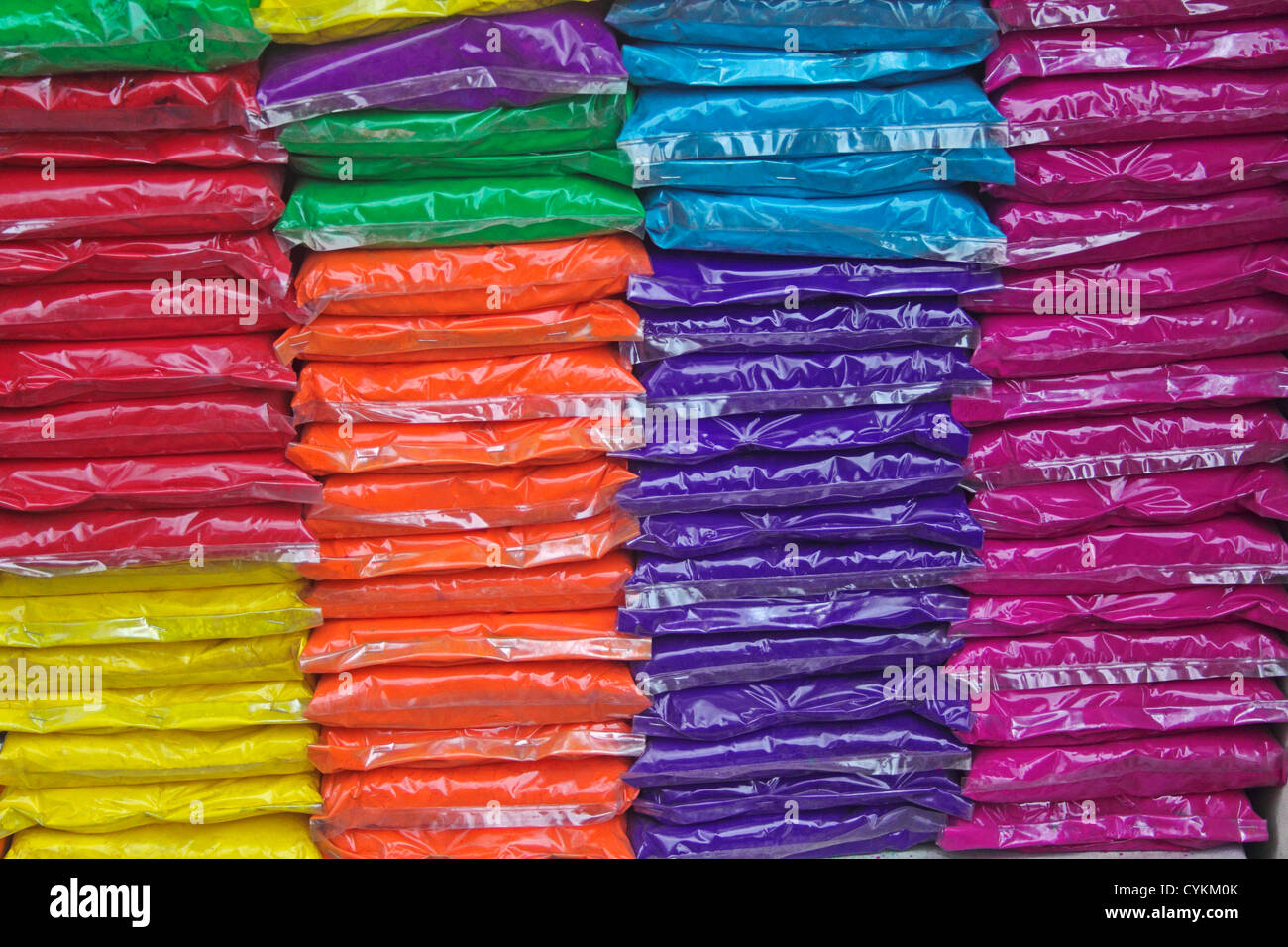 Rangoli colors for sale in Pune market for Diwali , Maharashtra , India Stock Photo