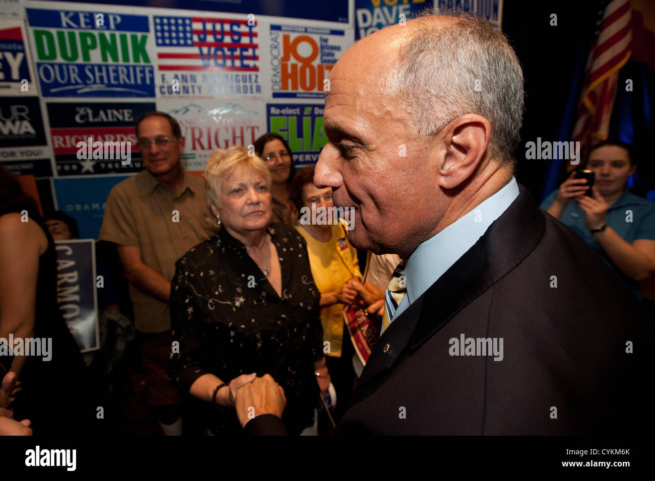 Nov. 6, 2012 - Tucson, Arizona, U.S - RICHARD CARMONA, the Democratic Senate candidate for Arizona's open seat, conceded victory to J. Flake at a Democratic election night party in Tucson, Ariz.  Carmona's somber speech focused on change in Arizona towards moderation in politics, and thanking staff and volunteers for their hard work. (Credit Image: © Will Seberger/ZUMAPRESS.com) Stock Photo